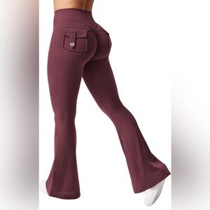 Women's Boot Cut Flare Pants - Burgundy